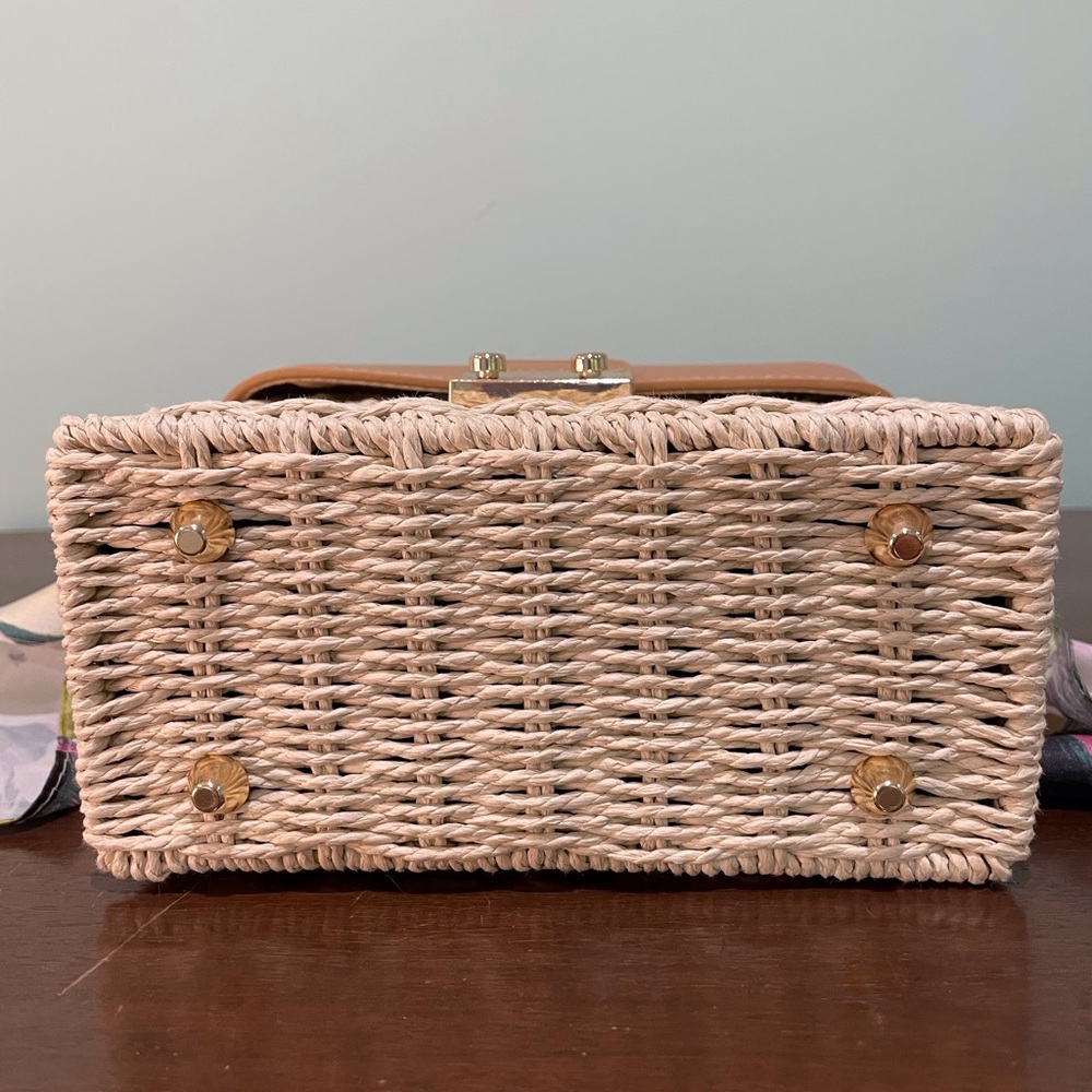 💕Adorable Mini Straw Crossbody Purse with Scarf - Picture 5 of 10